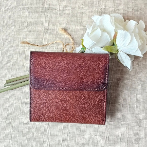 Vintage Coach 70s Kisslock Trifold Leather Wallet ( British Tan /Rust ) - Picture 2 of 12